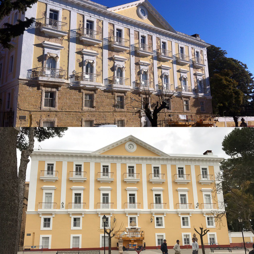 TECNOFIBRAS's tweet photo. #restauracion de #fachada Escuela de Suboficiales de la Armada en San Fernando con pintura #hempel https://t.co/4w1VyHcmNc