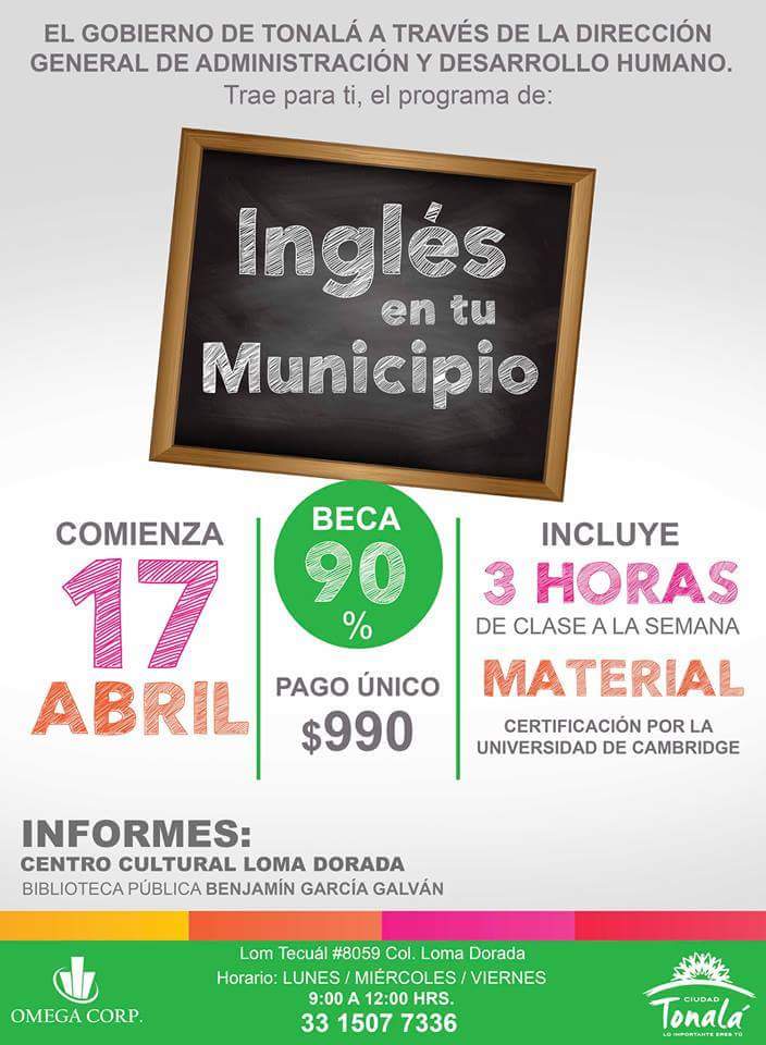 gobierno_tonala's tweet photo. @gobierno_tonala a través de la dirección general de administración y desarrollo humano trae para ti el programa de "Ingles en tu municipio" https://t.co/9tEIB6PVoM
