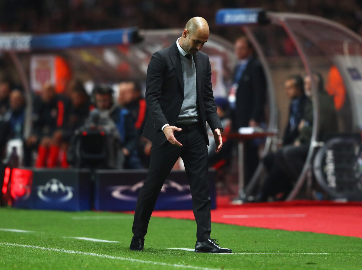 MCFCMexico's tweet photo. Es la primera vez que Guardiola queda eliminado en los Octavos de Final en su carrera como entrenador. FRACASO ABSOLUTO. #MCFC https://t.co/TIkLXGVvpC