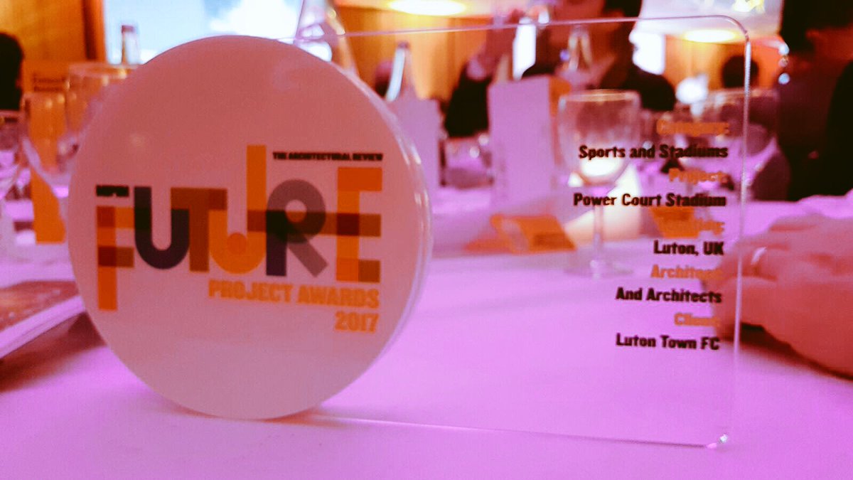 Big night for the Town's plans. A global award with winners from Oman, California, Malaysia, New York &amp; Luton! #MIPIM2017 #PowerCourt #COYH