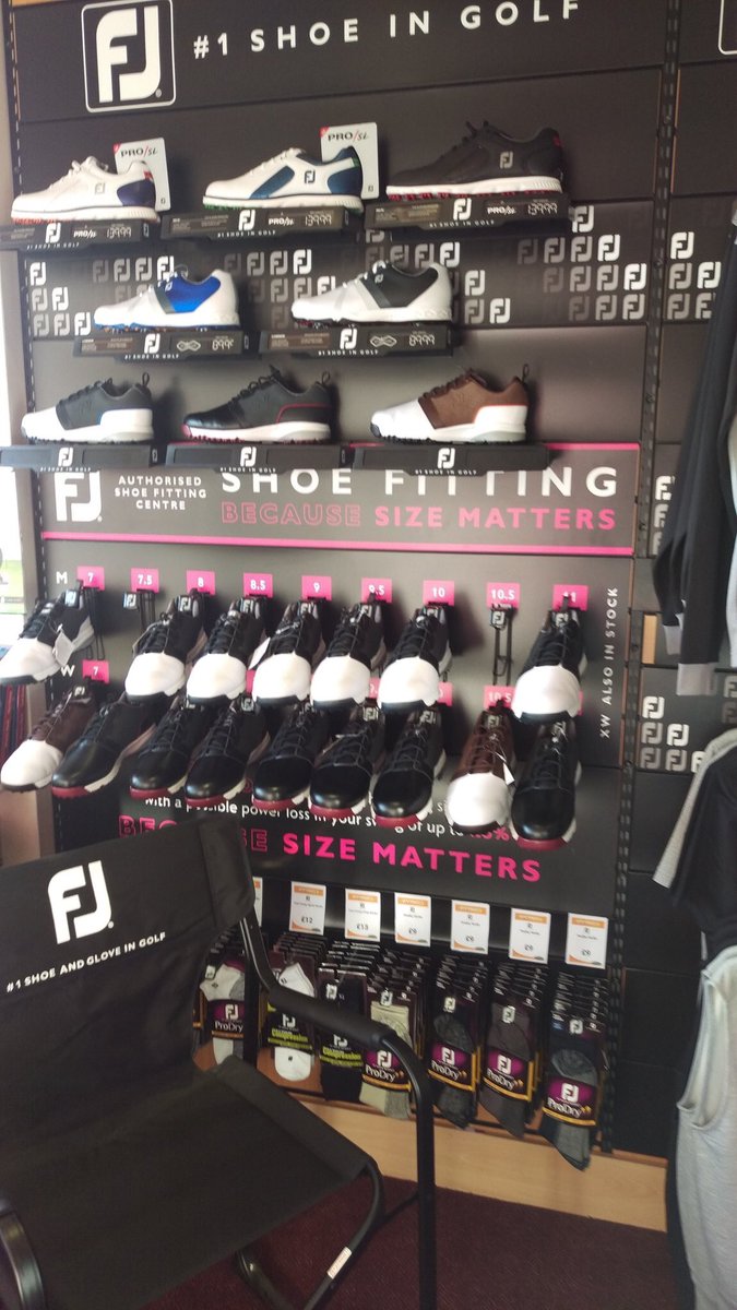 PatrickSmithPGA's tweet photo. Love the new @FootJoy shoe fitting wall. Get your perfect shoe today. @KidderminsterGC @noelwoodmangolf #contourfit #prosl @Foremostgolf https://t.co/395QpXNEJg