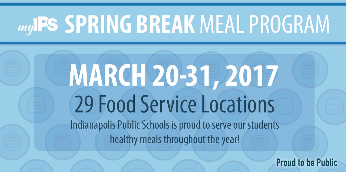 Please share: During spring break, students will still be able to get free breakfast &amp; lunch at 29 locations. Visit bit.ly/2n1esLl