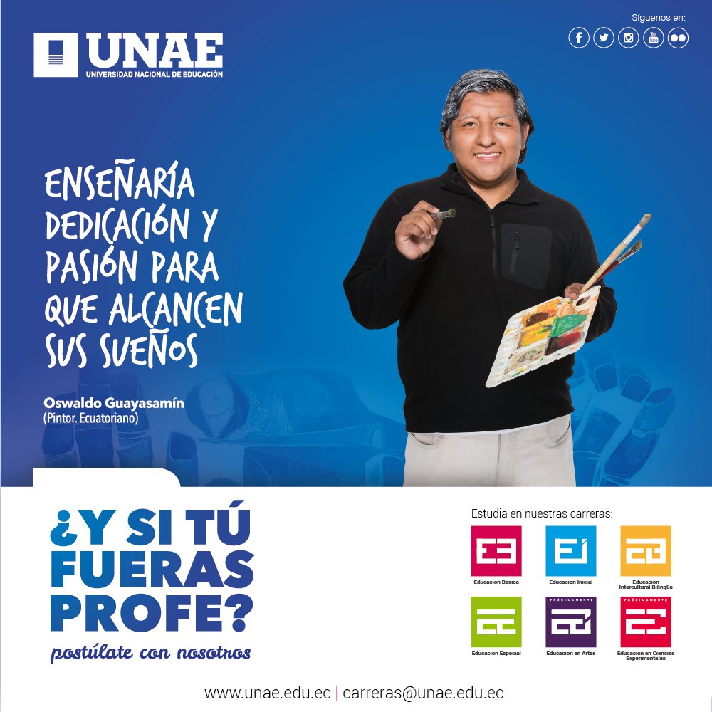 UNAEcuador's tweet photo. ¿Y si tú fueras profe? ¡postúlate con nosotros!
Conoce nuestra oferta académica en el siguiente link:
https://t.co/wm2FDGS5Km https://t.co/zAiRW7n12R