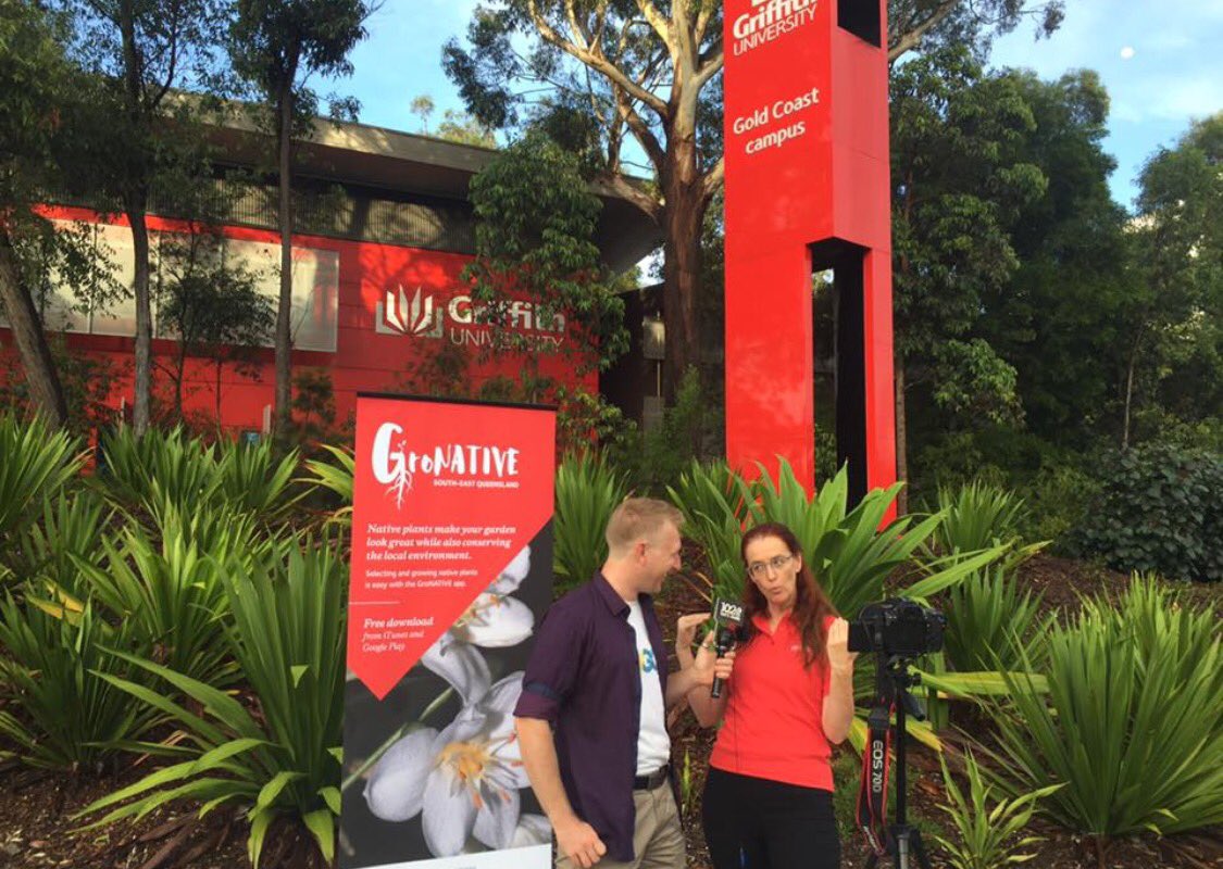 Griffith_SciEnv's tweet photo. Today we are behind the scenes with @myGoldCoast promoting our free #GroNATIVE app! Available now to download #NaturaPacific @GU_Sciences https://t.co/Vx4RW1SKHs