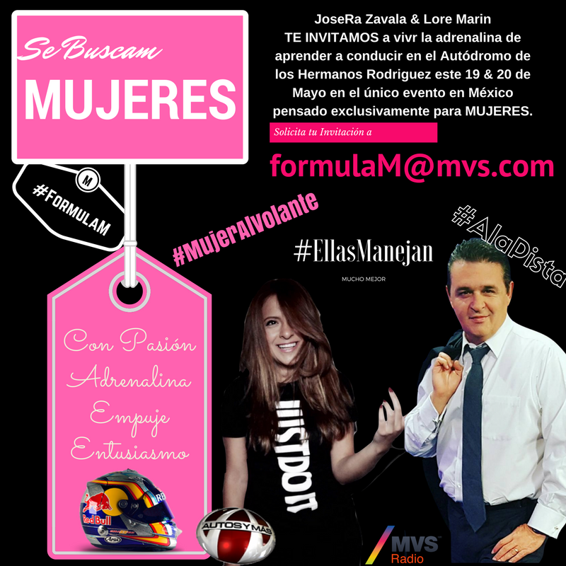 AutosyMas's tweet photo. LA INVITACIÓN a #FormulaM 2017 SE BUSCAN MUJERES para aprender a Conducir en el Autódromo Hnos. Rodríguez Mayo 20&amp;21 RT formulaM@mvs.com https://t.co/F4ZvmAdkwq