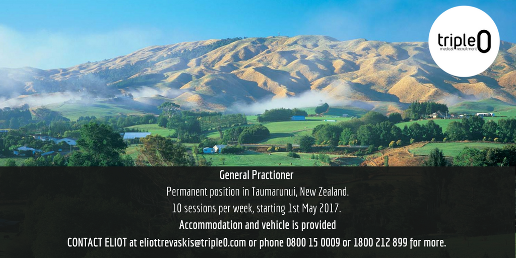 Triple0_Medical's tweet photo. JOB ALERT: Permanent GP position available in King Country in the North Island of New Zealand. Contact Eliot for more. #GP #doctors #NZ https://t.co/Bx5EMctSln