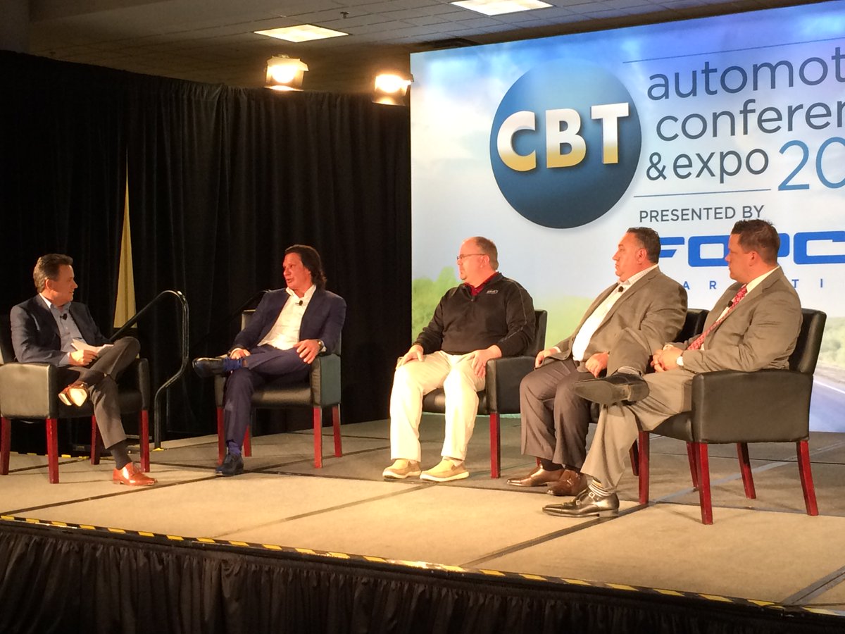 JoeGummTV's tweet photo. A power-packed panel at the #CBTConference w/@JimFitzCBT @eleadcrm @SonicAutomotive @ToyotaWC &amp; Premier Auto Group. #CRM #Service #FixedOps https://t.co/jobajhpcWo