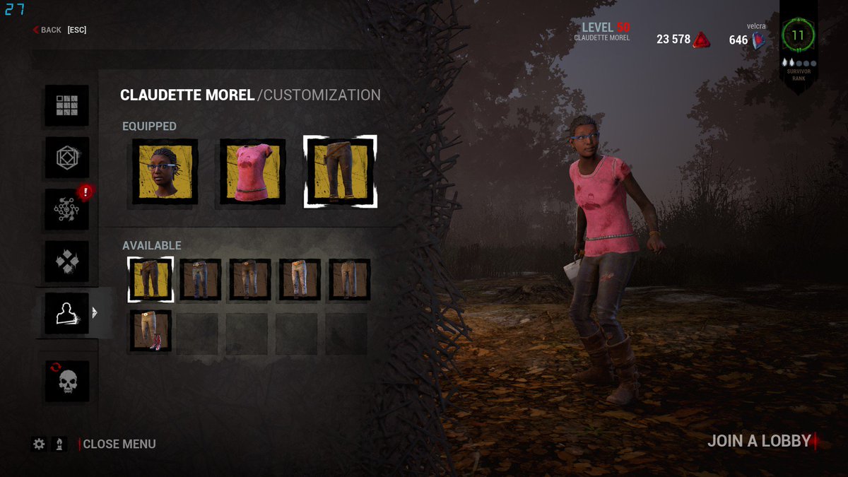 柏木べるくら 祝 デッドバイデイライト レフト４デッド メグがゾーイになって ジェイクがフランシスになる衣装も導入されてて めちゃくちゃ最高なんだけど クローデッドのロシェルがどうみてもクローデッド メガネのエリスもただのメガネ でも