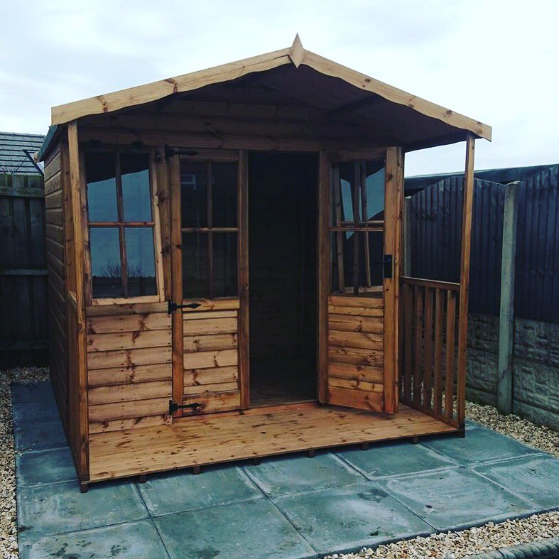 CastleBuildings's tweet photo. Thinking of a #summerhouse this spring? Here is our latest installation ..our Brecon model with a veranda. #barnsleyisbrill #gardenbuilding https://t.co/6HY0pfNJmY