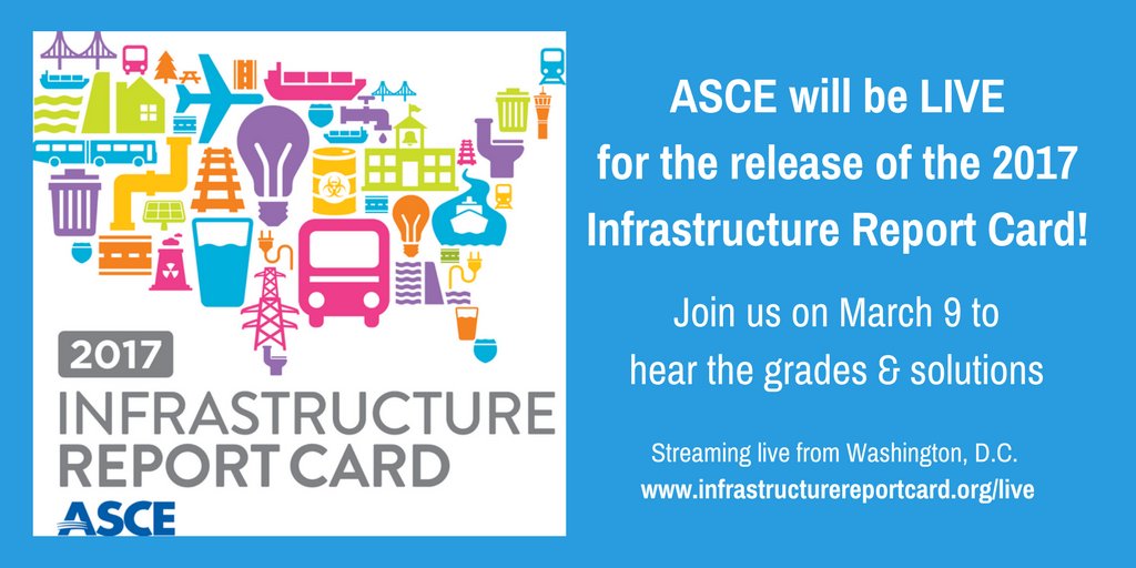 ASCETweets's tweet photo. RT @ASCEGovRel: Tomorrow's the day! Join us at 9:30 a.m. ET at https://t.co/EztgBFuSxh to watch the grades be revealed. #Built4TheFuture https://t.co/wgM3P76xis