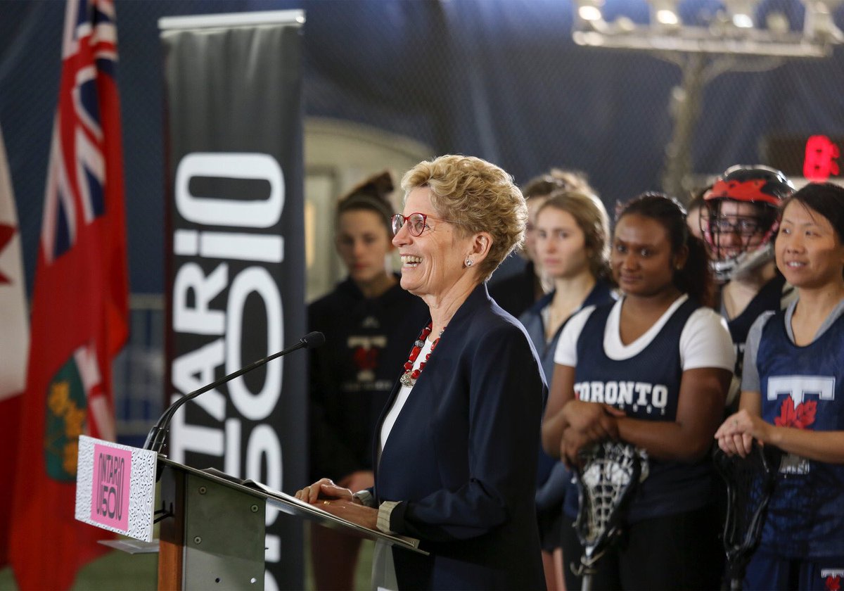 <a href="/Kathleen_Wynne/">Kathleen Wynne</a> and Eleanor McMahon were at #UofT today to unveil the new initiatives that promote equal opportunities for women in sport!