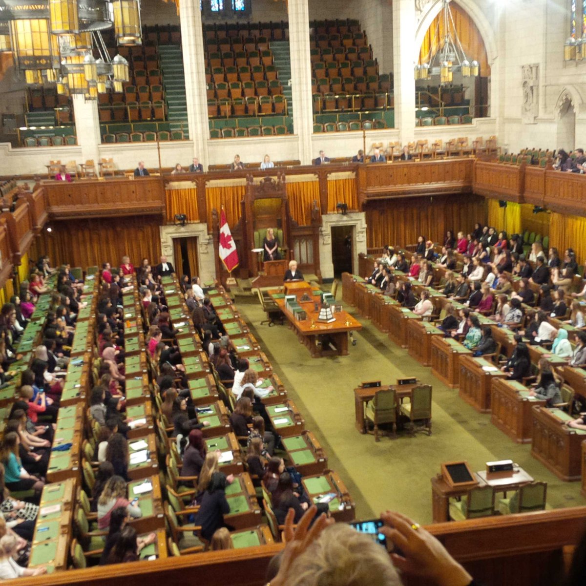 DianeMaude's tweet photo. Rt Hon Kim Campbell addresses #daughtersofthevote. I've never seen such a diverse house or so many women #hope #ETFO https://t.co/zsarqdcLe5