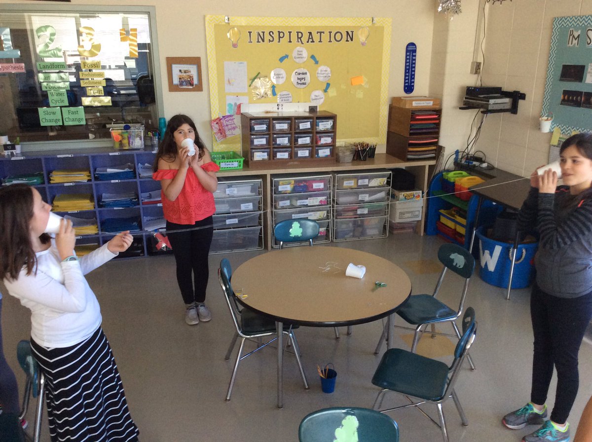 VlahakisClass's tweet photo. A 3 person cup phone? Sound waves are traveling in #cherokeescience #cherokeeinspires https://t.co/gRnYGNDxU3