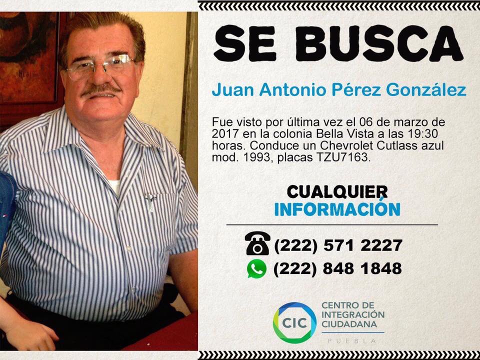 aperezgrovas's tweet photo. Favor de dar RT! El Papá de un amigo está desaparecido! Muchas gracias https://t.co/z9DxpxWL5c