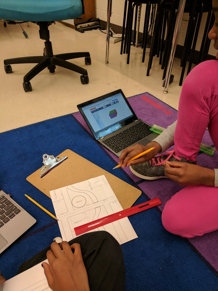Wowk_WWES's tweet photo. Time to plan a city! Math discourse about volume, area, and perimeter. Technology helps us visualize. Great discussios and collaboration! https://t.co/qXM5szOCYc