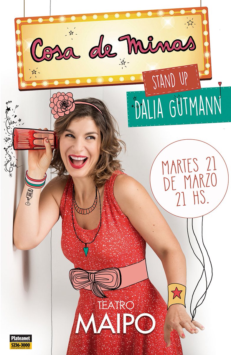 DaliaGutmann's tweet photo. Nueva función de @CosaDeMinas en el bello Teatro Maipo el martes 21/3! Sos generoso? demostralo  dando un RT🤗  https://t.co/Zc8COTFoqg https://t.co/QV4BNvCarU