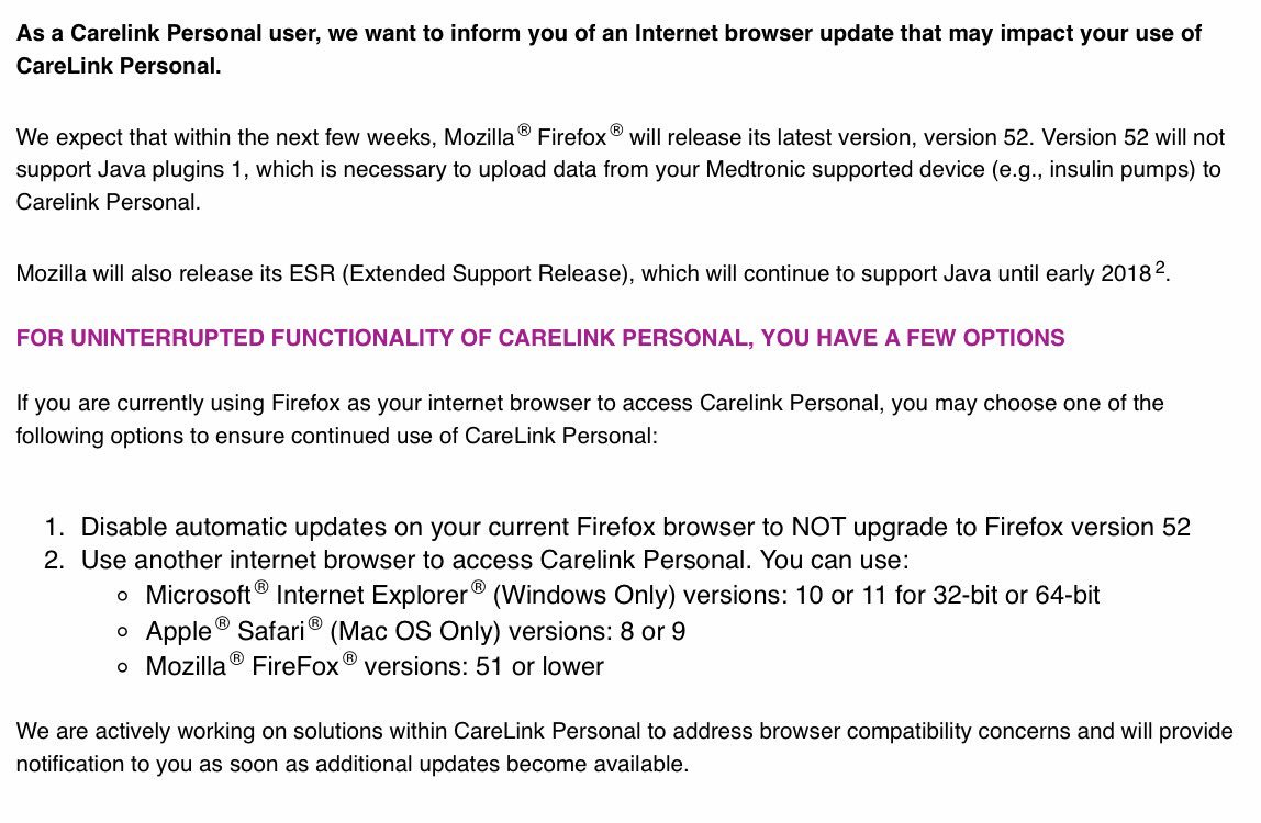 sulka's tweet photo. Wow, @MDT_Diabetes suggesting users disable @firefox security updates. How responsible of them https://t.co/wczpqB2TZe