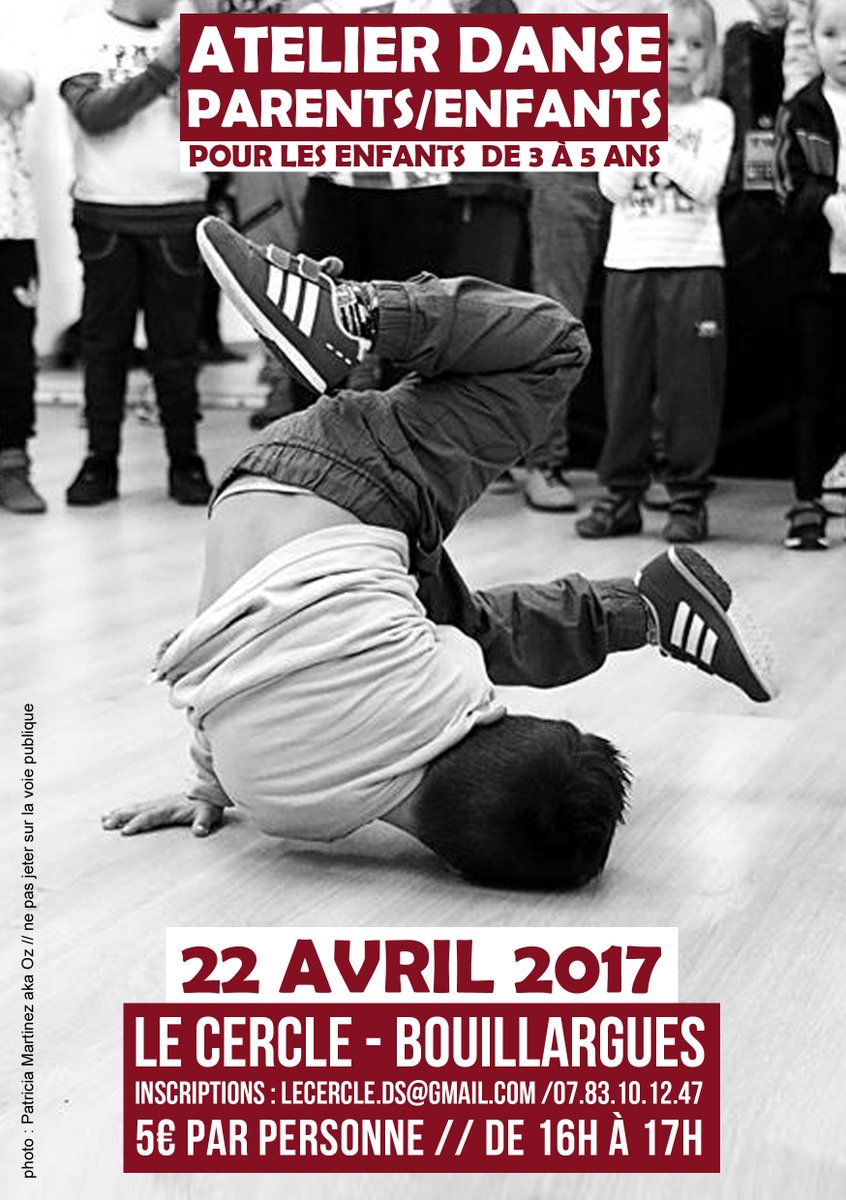 Prochain atelier danse hip hop parents-enfants pour les 3-5 ans au Cercle le samedi 22 avril de 16h à 17h !! lecercledastorm.com #hiphop