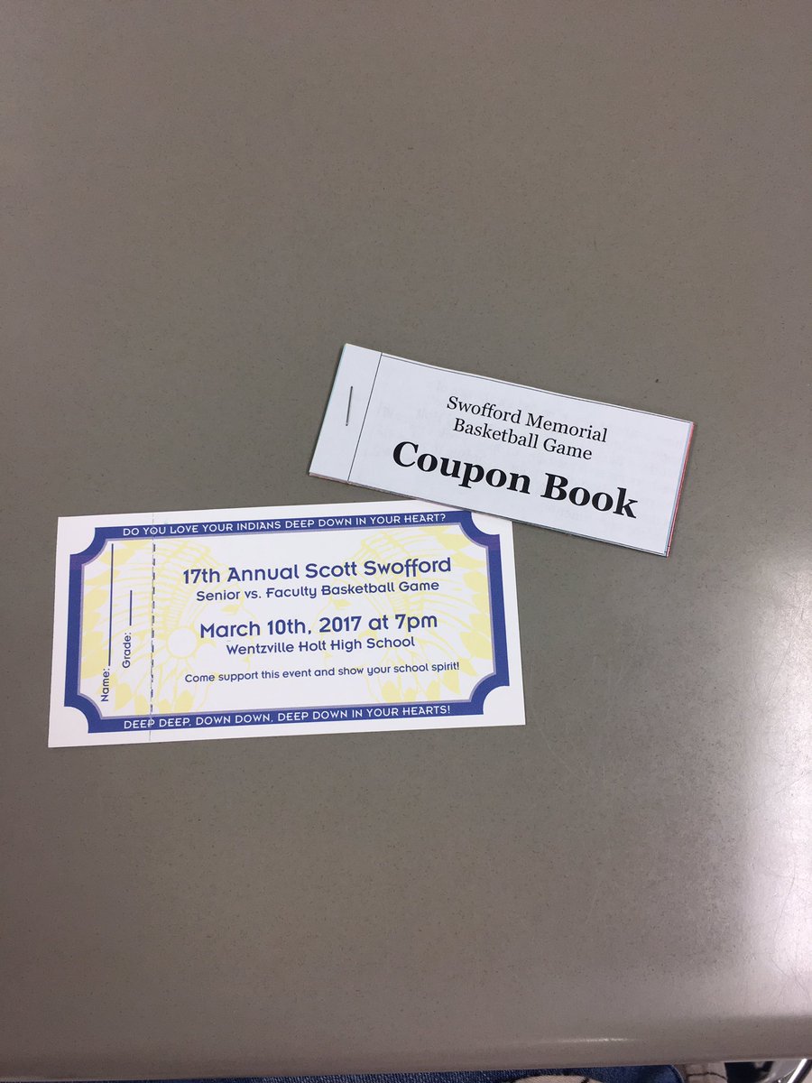 holt_nhs's tweet photo. SWOFFORD TICKETS ON SALE!!  $3 for the coupon book and the ticket. $5 at the door and no coupon book. 💙💛🏀🏆 https://t.co/zJe4gbc1Jo