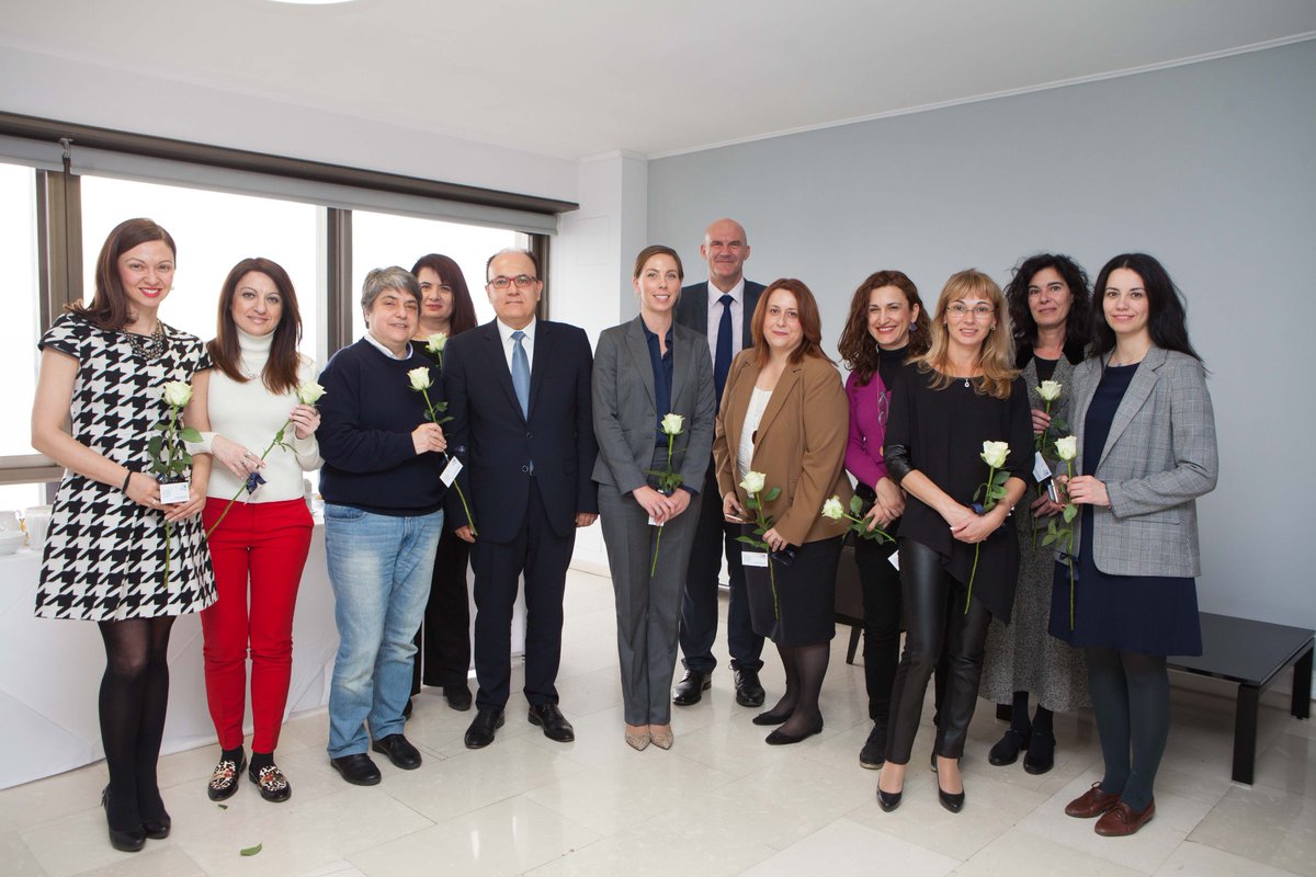 All female journalists at our signing of an MOU with <a href="/gi_hub/">Global Infrastructure Hub</a> given a rose for International Women's Day 2017! MOU: bit.ly/2miOLDz