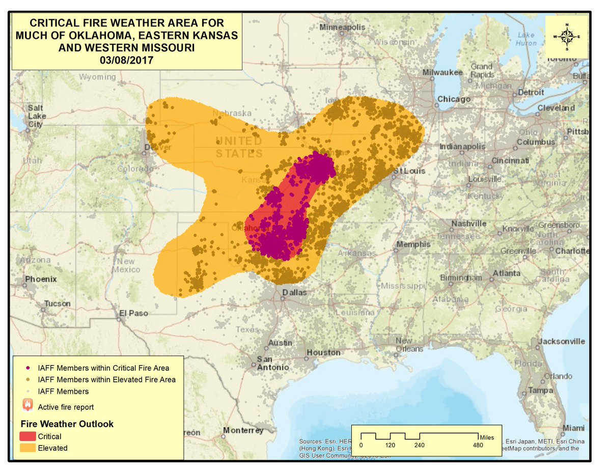 IAFF GIS Crew monitoring IAFF members in the path of wildland fires.