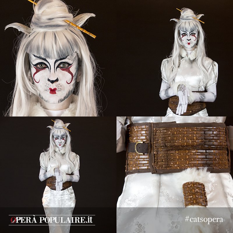 _OperaPopulaire's tweet photo. Vi presentiamo Lady #Griddlebone! La gatta dal pelo bianco innamorata di #Growltiger! https://t.co/vvVLjzqLJb #catsthemusical #steampunk https://t.co/iMeKkNlOX4