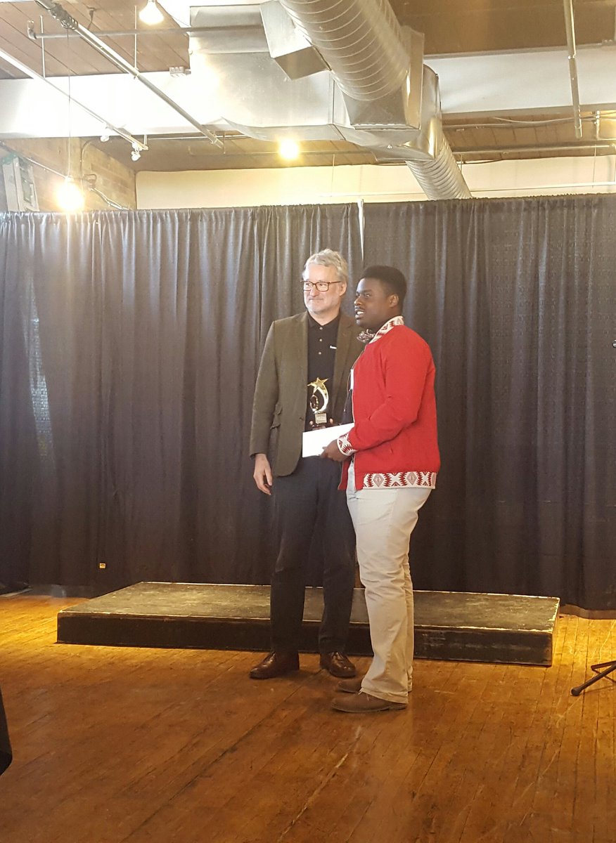 Voices_2017's tweet photo. And first place goes to...Edwin Adai Sarfo from @CentennialEDU Congratulations! #voices2017 #worldinreverse https://t.co/nqNKCe2uh6