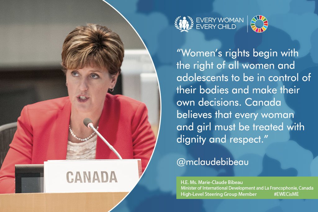 "Every woman and girl MUST be treated with dignity and respect."—#EWECisME HLSG member <a href="/mclaudebibeau/">Marie-Claude Bibeau</a> #WomensDay #IWD2017