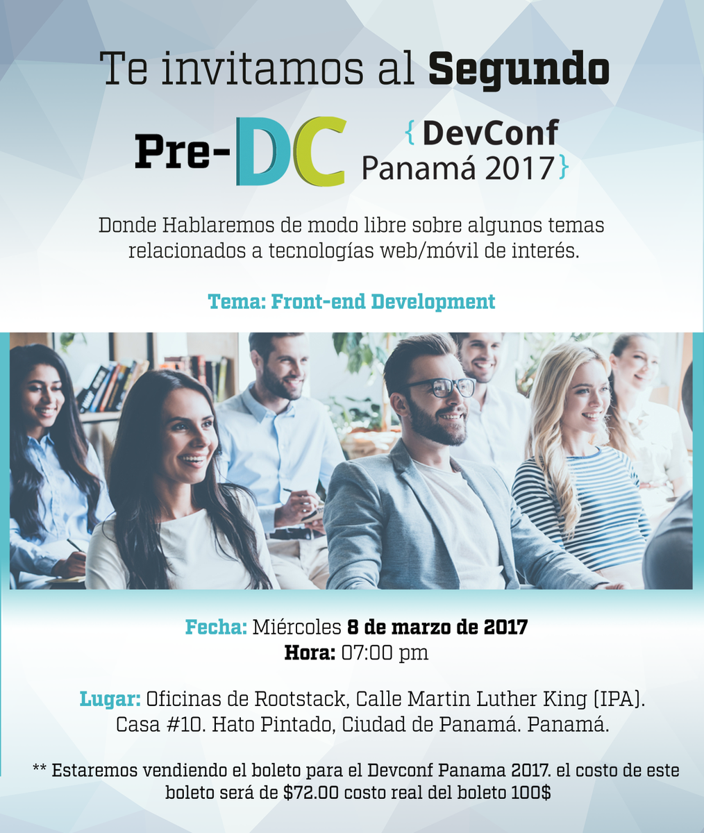 devconfpanama's tweet photo. Te invitamos al segundo Pre- Devconf // Charlas: 1.- Vue.js - Framework progresivo altamente adaptable. y mas! info: https://t.co/AUxPiHP0CF https://t.co/9E7NGnLRjf