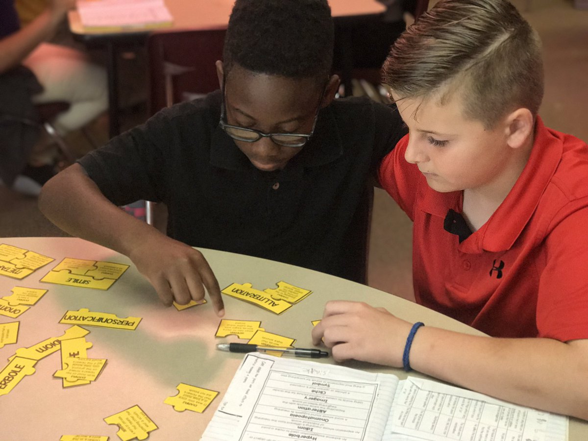 ReadingAngell's tweet image. Figurative language puzzle, one-handed, whisper only, team racing.  #engagedlearning #vocabularyfun #forthewin