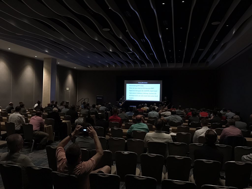 JimFReis's tweet photo. @JBKnowledge @BIM2theBone @JamesMBenham "The future is design to Fabrication" #MCAA2017 MEP industry is becoming a manufacturing business https://t.co/5zbfLL1sCv