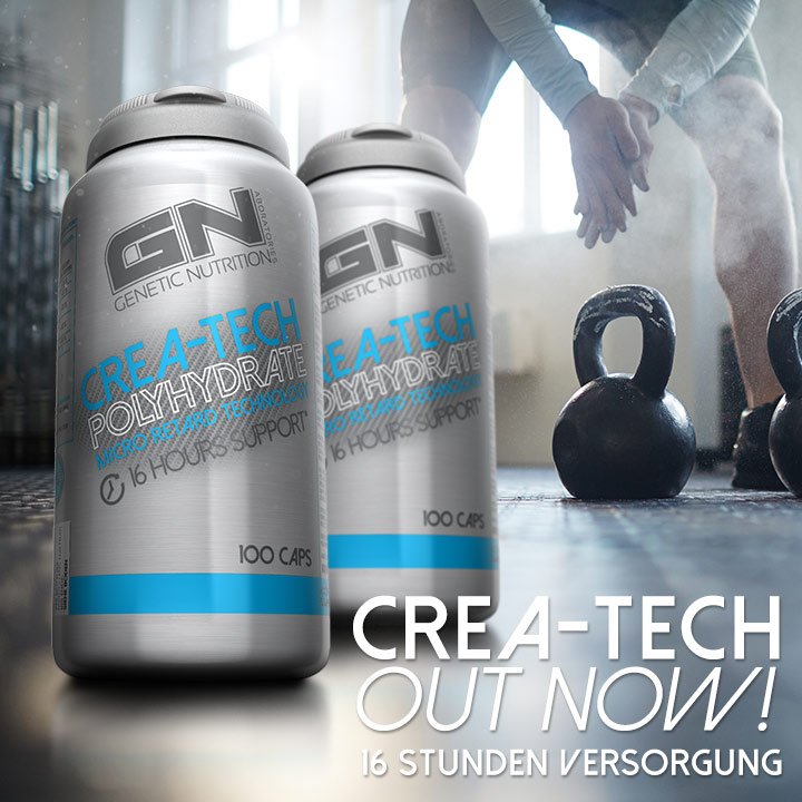 GNLaboratories's tweet photo. GN Crea-Tech. Das Kreatin-Supplement mit bis zu 700% besserer Wirkung, als reguläres Kreatin Monohydrat. Mehr dazu: https://t.co/QlIPJ8SQo7 https://t.co/DSGN4uwwNt