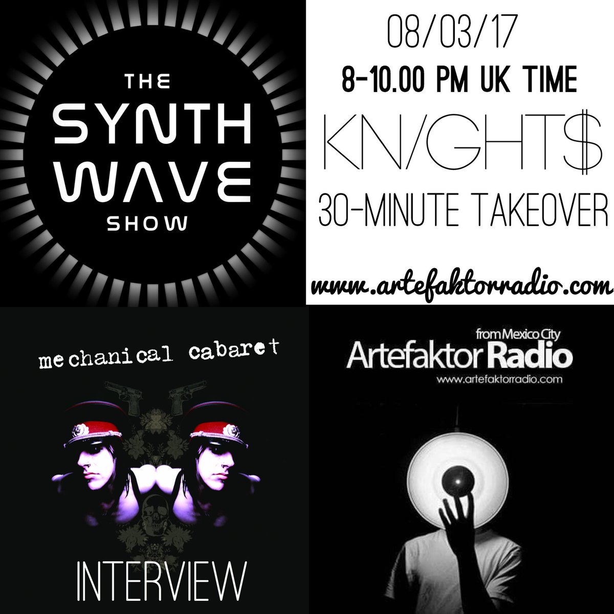 HardCellRecords's tweet image. TONIGHT celebrate IWD on Synth Wave Show with class female vox songs + interview with Mechanical Cabaret + 1/2 hr takeover by knights!