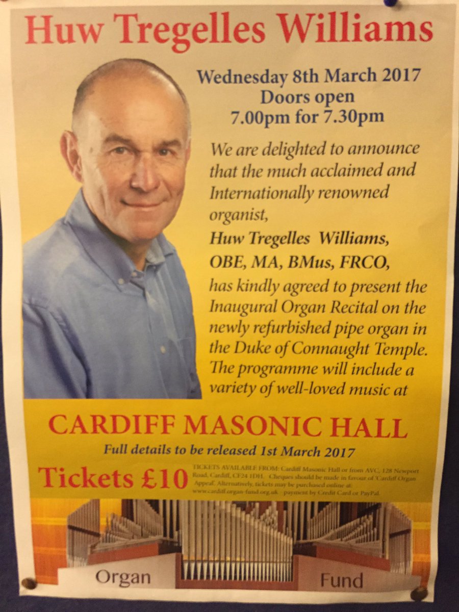 Preparations all in hand for tonight's Organ Recital <a href="/CardiffMasonic/">Cardiff Masonic Hall</a> with Huw Tregelles Williams