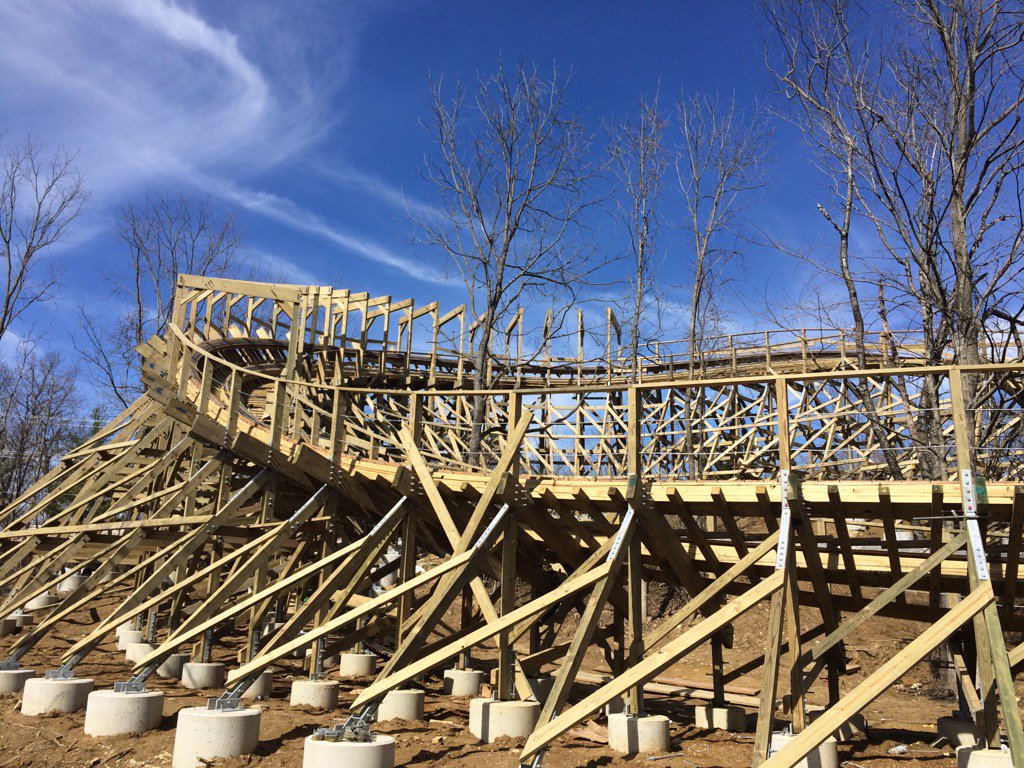 KingsIslandPR's tweet image. Construction on the mid-course tunnel on the new #MysticTimbers roller coaster is taking shape.