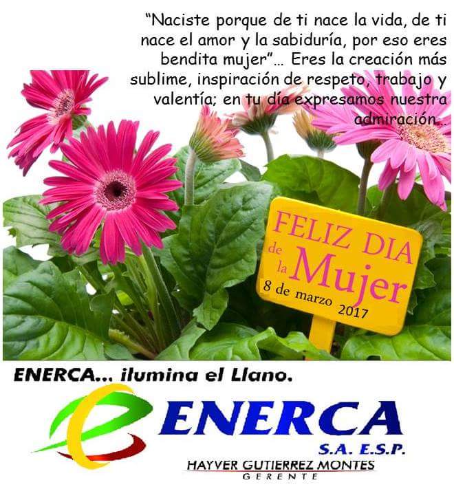 Gte de Enerca Dr. Hayver Gutiérrez Montes felicita a todas las mujeres en su día.