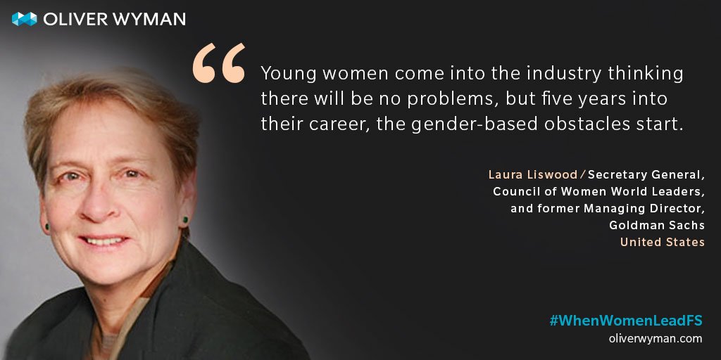 OliverWyman's tweet photo. #BeBoldForChange: No more "gender-based obstacles" - @LauraLiswood. Read our #WhenWomenLeadFS report: https://t.co/AUiCTibbwx #OWCulture https://t.co/ELXAUgDQ7W