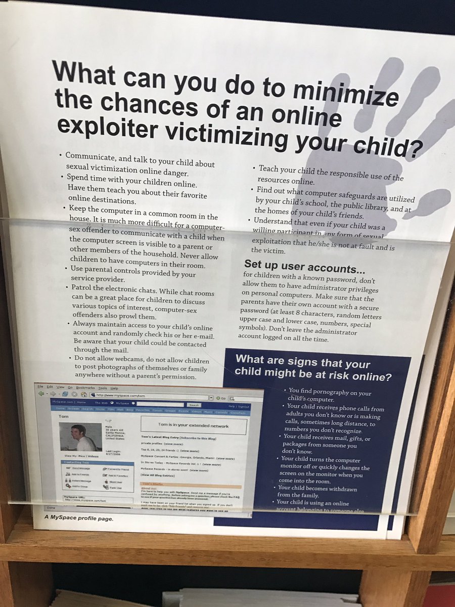 NEWSjordanv's tweet photo. MySpace still lives on in this informational pamphlet about online security and children. #MySpaceForever https://t.co/gXvBtlqgFJ