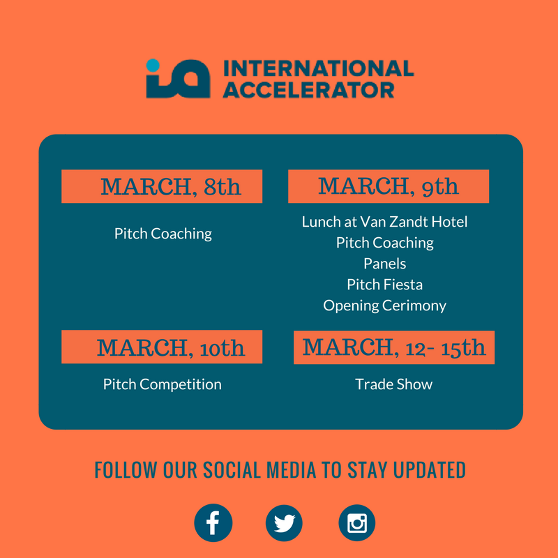 intlaccelerator's tweet photo. Take a look at our agenda and follow our social media to stay updated #intlaccelerator #sxsw https://t.co/XKmohxm0jS