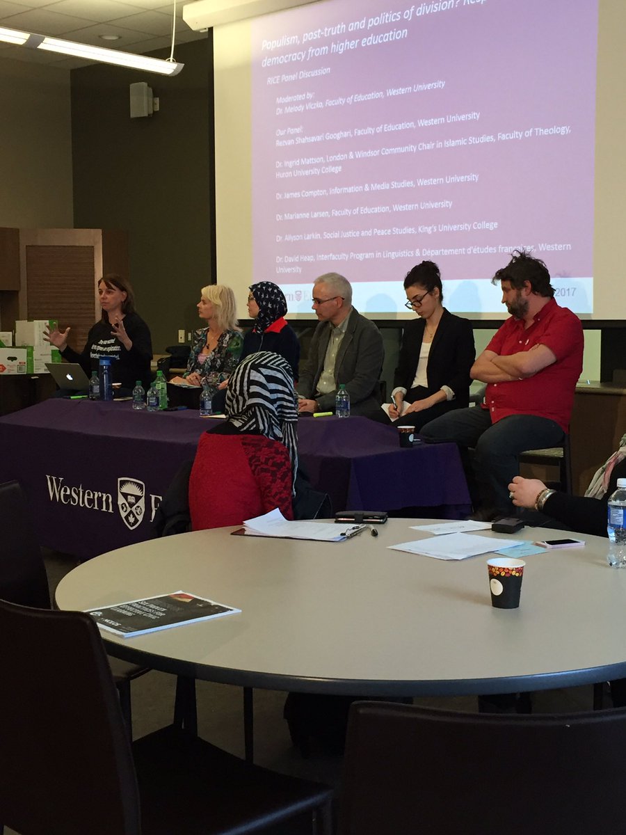 KingsAtWestern's tweet photo. King's own @LarkinAllyson contributes to the RICE Panel Discussion about democracy from a higher education @westernu today. #kingswomen https://t.co/VUGti6I9R2