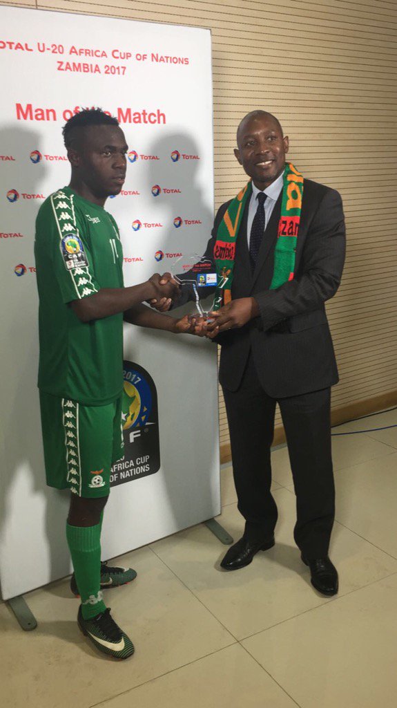 osasuo's tweet photo. And Zambia's Edward Chifulwa has been voted the 'Man of the match' of the #afconu20 semi-final #ZAMSA 1-0 https://t.co/ADcftICMdq