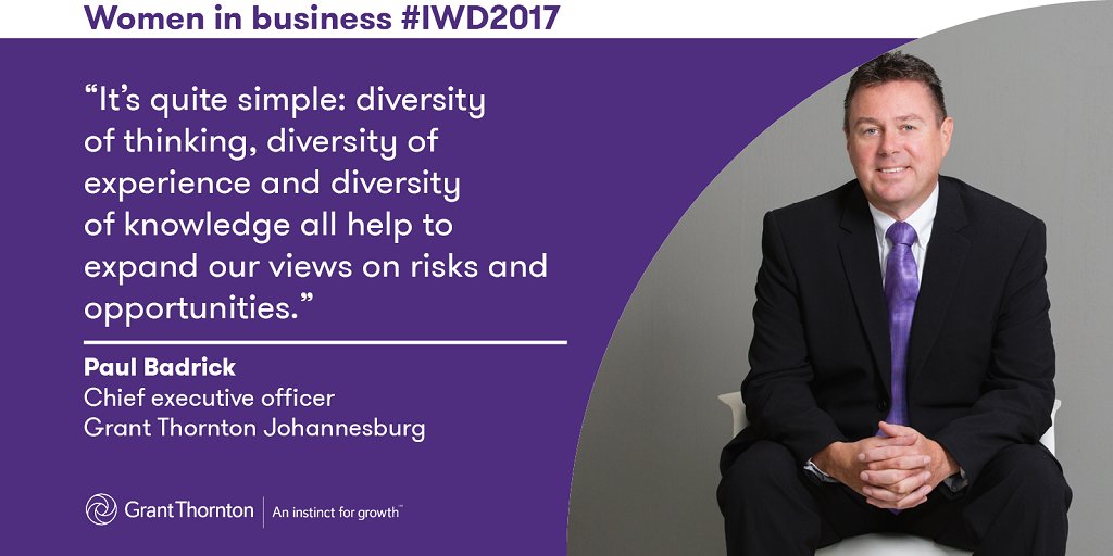 GrantThornton's tweet photo. Read our latest #womeninbusiness report. #Diversity helps expand views on risk and opportunities @PaulBadrick https://t.co/zi3S9eYGHi https://t.co/IhdN3KzkXw