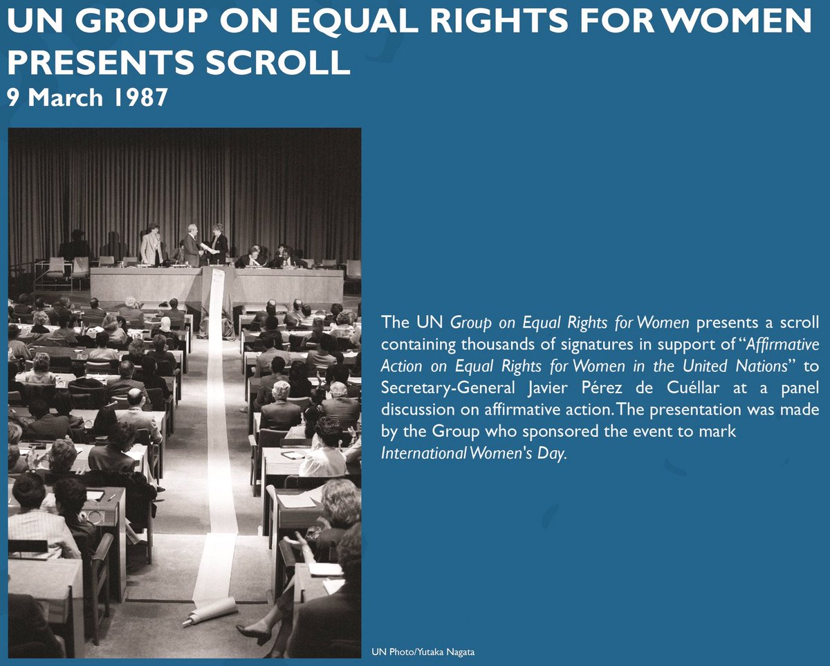 WUN5050's tweet photo. 30 years ago thousands of signatures were presented @UN in support of affirmative action for #genderparity #HERstory #UN5050 @WUN5050 https://t.co/VU89f8zMkJ