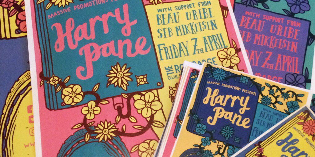 Got these bad boys made! Look out for them in #Guildford town and add some #springtime colours to your day! See you soon <a href="/HarryPaneMusic/">Harry Pane</a>!