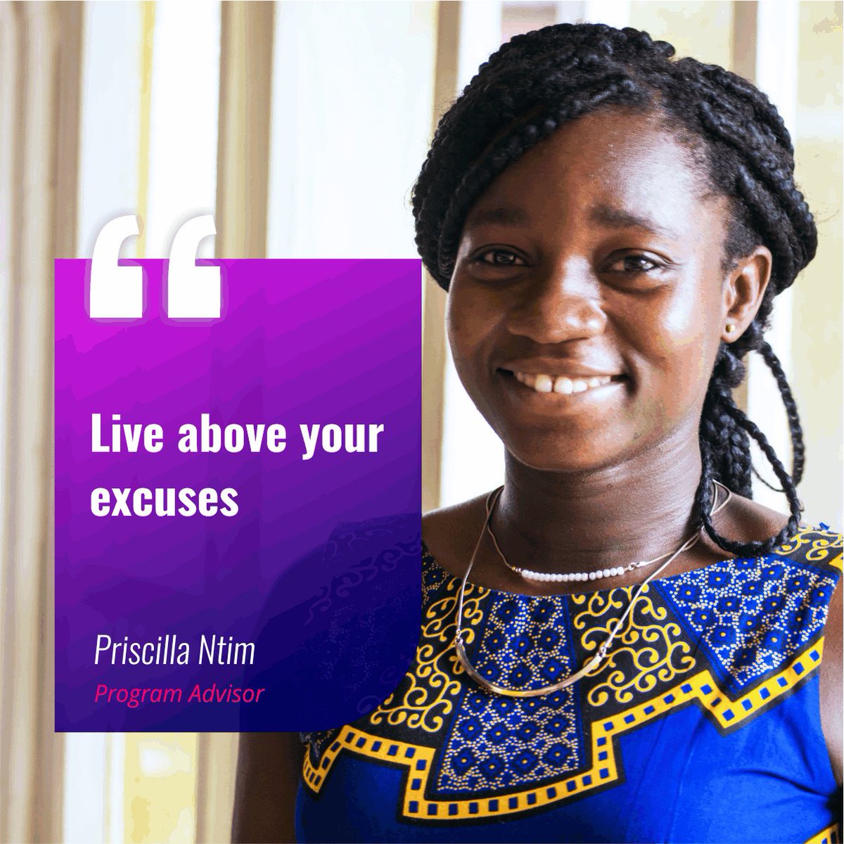 UnlockingWAT's tweet photo. Live above your excuses - Priscilla Ntim
Program Advisor
#InternationalWomensDay
#ProgramAdvisor
#Education
#EmpoweringWomen https://t.co/q3FJzedXRZ