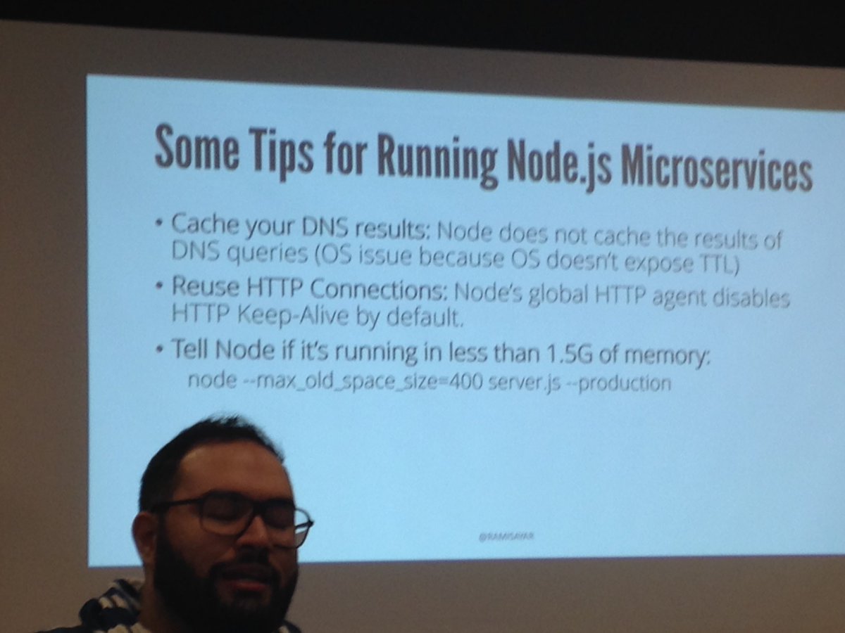 IanGeraldKing's tweet image. #FullStackTO | @ramisayar | Node protips for Microservices: cache your dns, reuse http connections