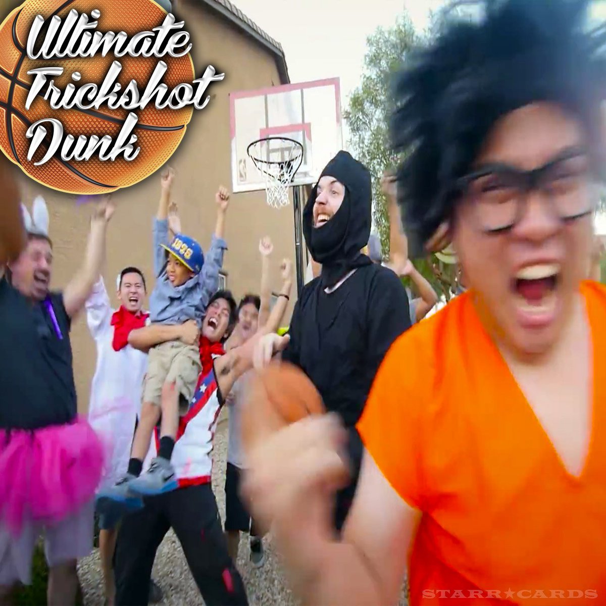 StarrCards's tweet photo. Ryan Higa initiates ultimate 🏀 #trickshot #slamdunk after 3-days, 136 fails https://t.co/HvB24vgXkF #MarchMadness https://t.co/kbsOrY6brJ