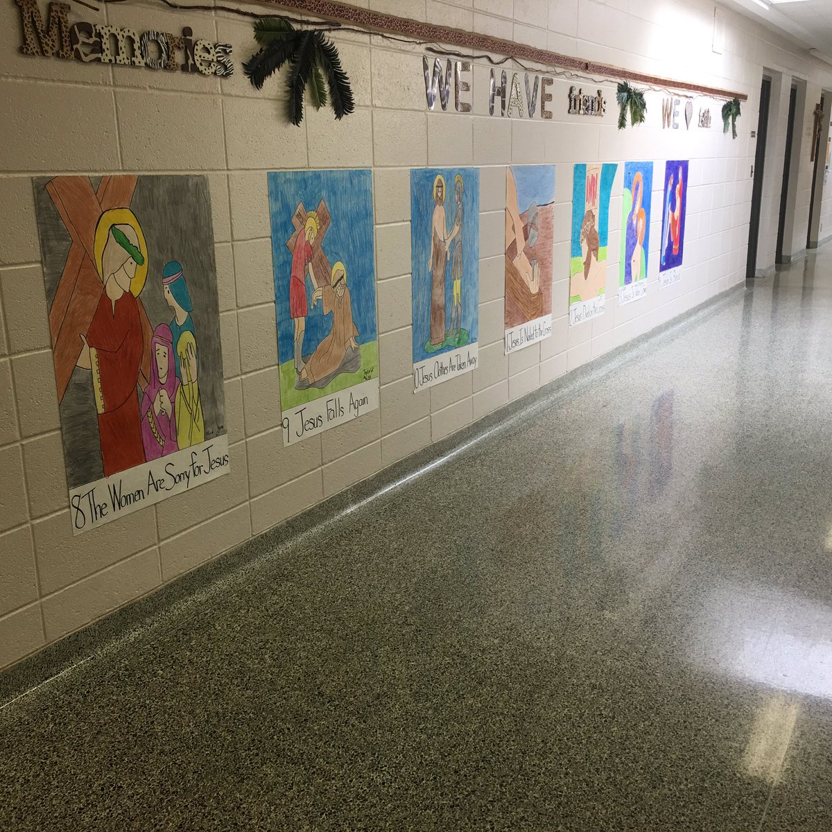 stmaryknightssf's tweet photo. 6th and 1st grade book buddies have beautifully depicted the Stations of the Cross https://t.co/CARAC7Sn4r