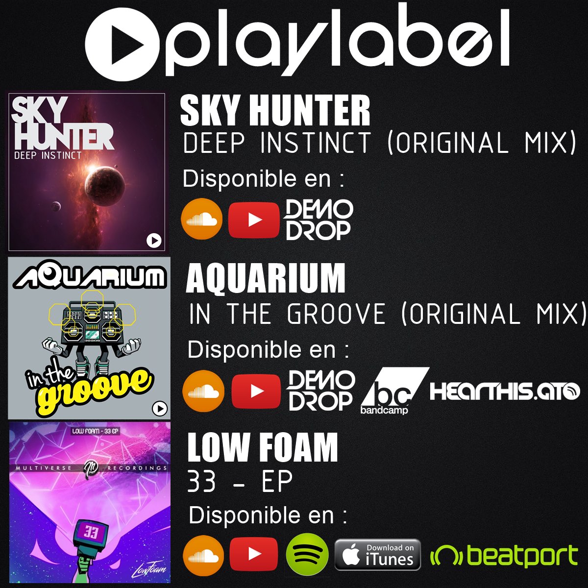 NUEVOS LANZAMIENTOS PLAYLABEL
facebook.com/playradiodgo  
#Djs #Durango #Tracks #EP #Electronic #Dgo #producer 
#Play #FelizMiercoles #beats