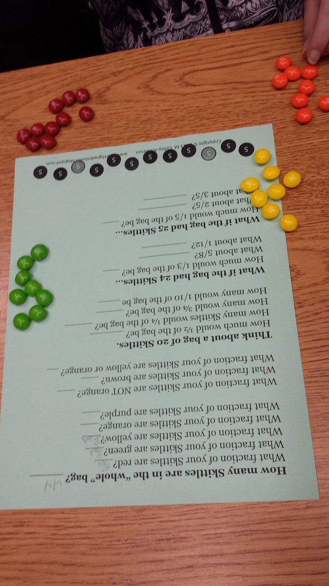 ashleylang2's tweet image. Fractions make more sense when candy is involved! #mathisyummy #teachingfractions